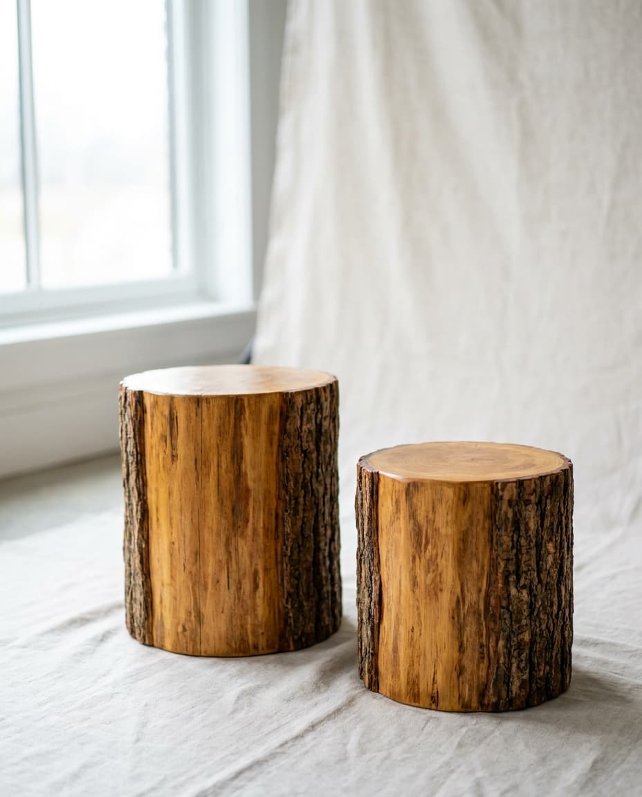 Log Stool, Set of Two